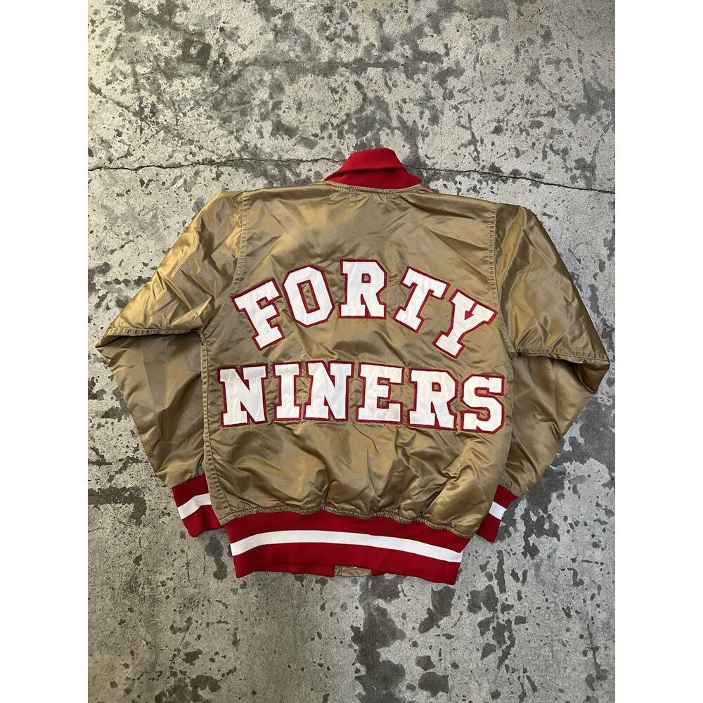 San Francisco 49ers mens Forty Throwback Gold Red satin jacket Wilson 32